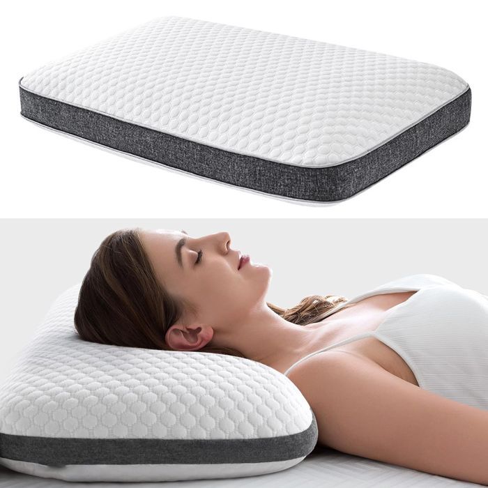 Almohada rectangular de espuma viscoelástica firme y gruesa de 60x40 cm, cojín transpirable con funda lavable, almohada cervical ortopédica.