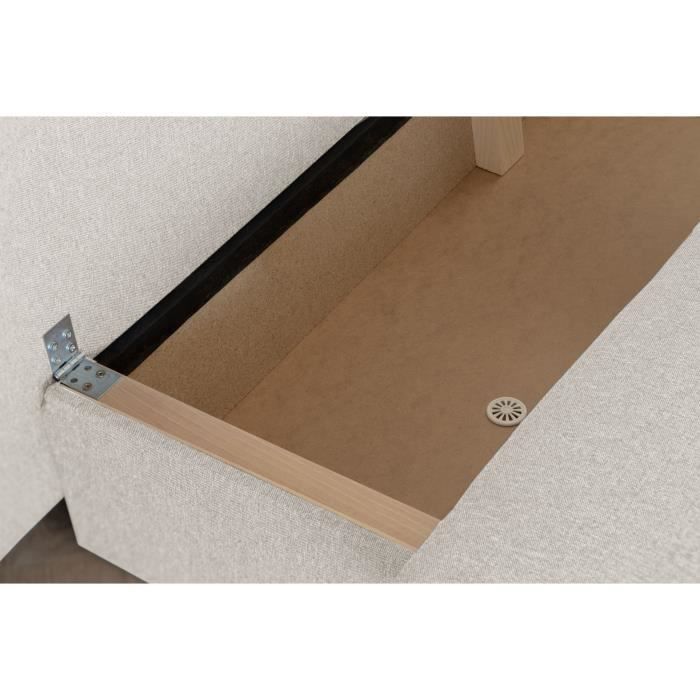Sofá cama convertible - 3 plazas - NAOTO - Tela beige - Compartimento de almacenamiento - 202 x 98 x 98 cm