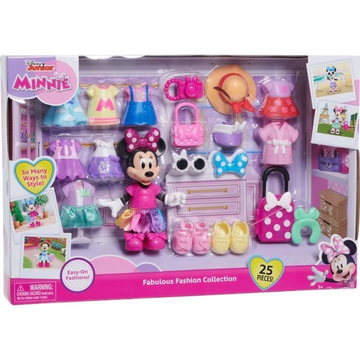 Puppenset – DISNEY MINNIE MAUS – Modeset – 15 cm große Minnie-Puppe, 25 Modeteile und Accessoires