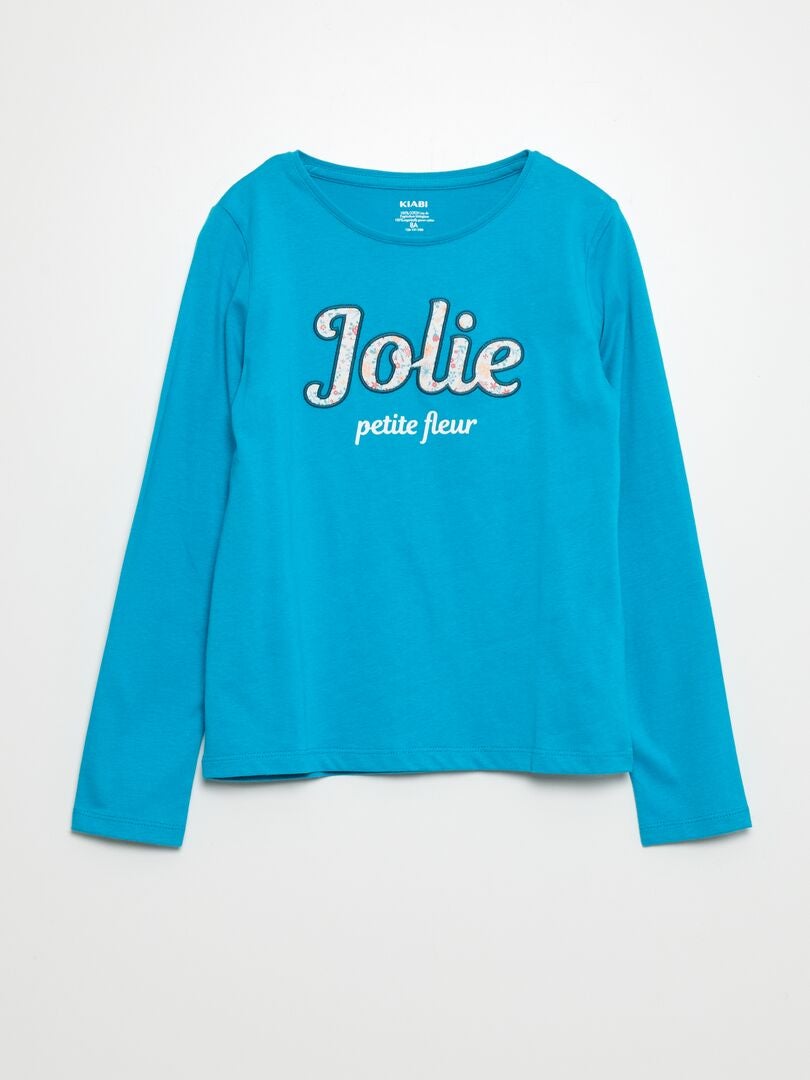 Bedrukte T-shirts met lange mouwen - BLAUW