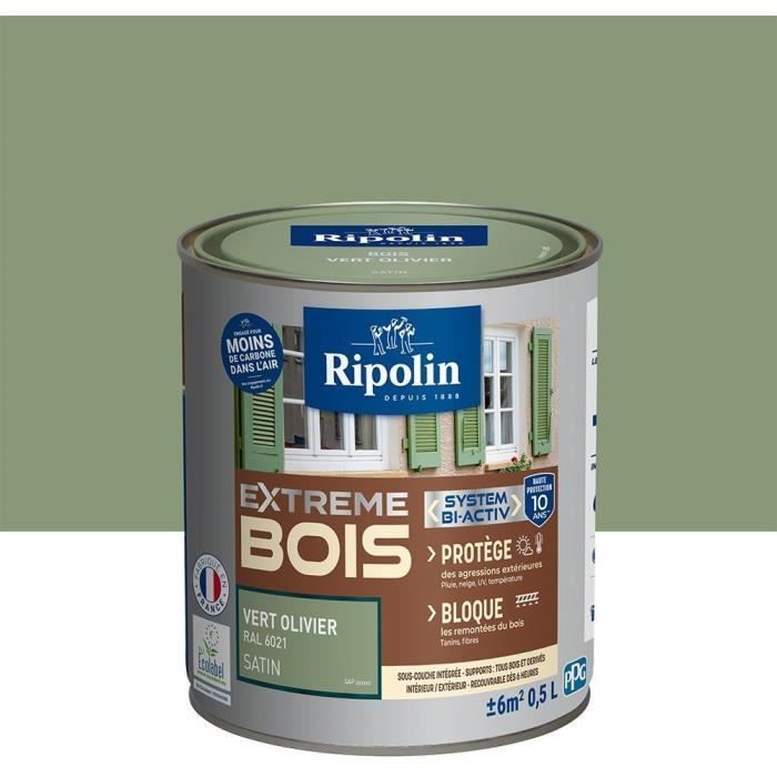 RIPOLIN Houtverf voor binnen en buiten - Olijfgroen RAL 6021 Satijn, 0,5L