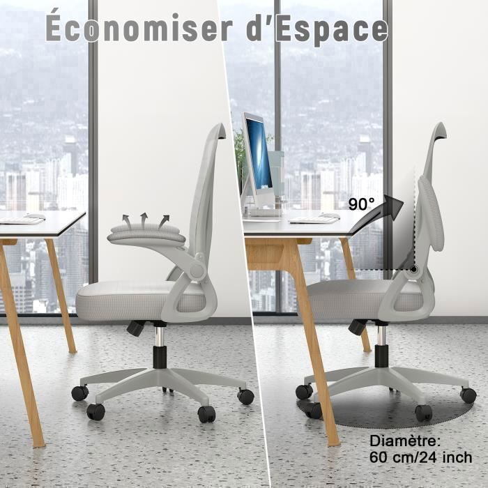 360° Swivel Office Chair | Ergonomic Chair | Adjustable Height & Backrest/Adjustable Armrests | Max Load 150kg | Grey