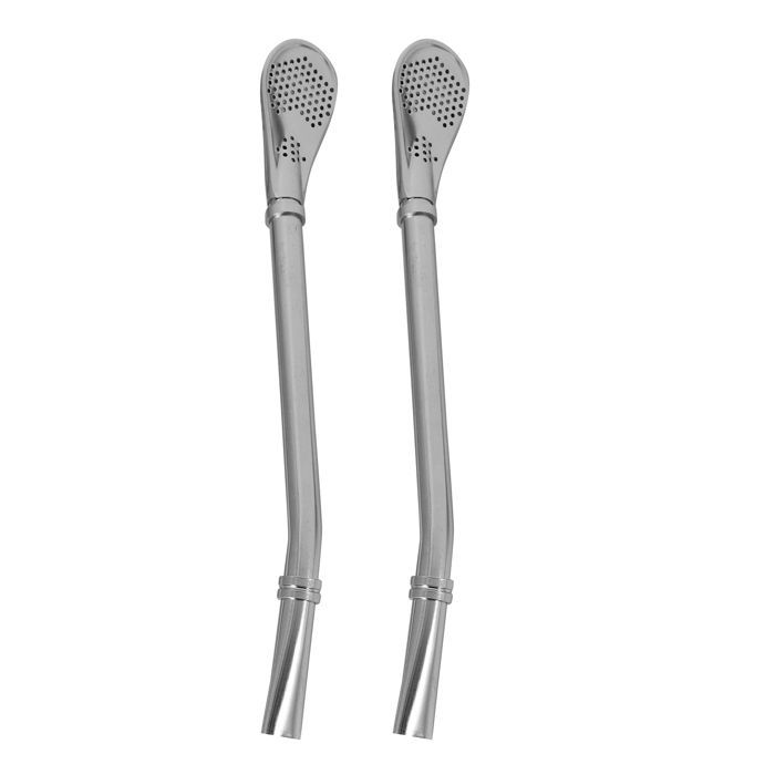 Set of 2 Pieces ~ Stainless Steel Yerba Mate Tea Drinking Straw with Filter and Drinking Canister