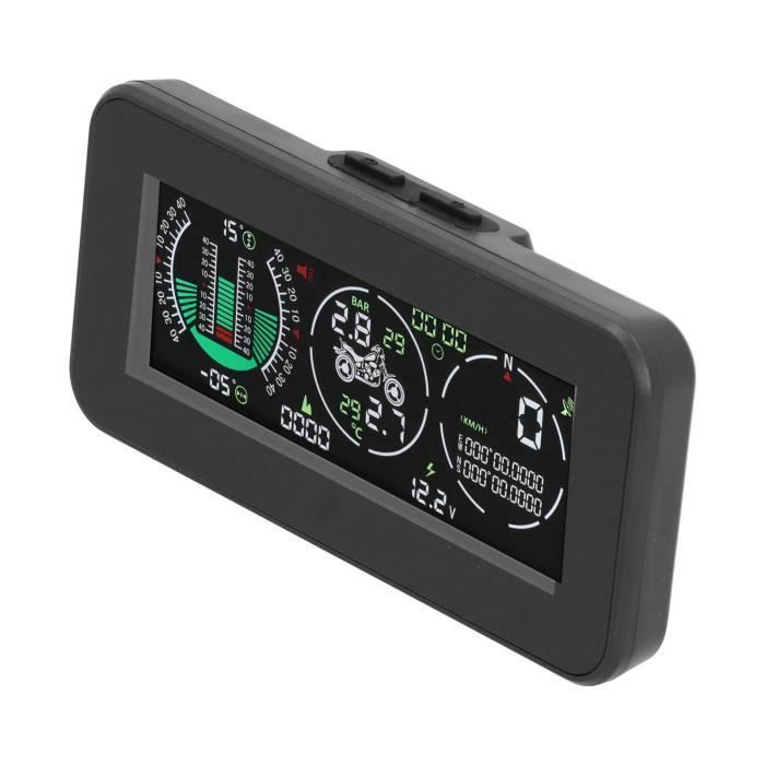 Inclinometro per moto Ashata, display head-up, allarme di avviso di velocità eccessiva, monitor GPS della pressione dei pneumatici per