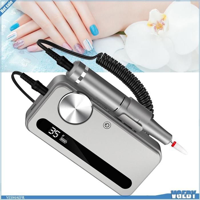 Ashata 2-in-1 Electric Nail Grinder, Rechargeable, Professional, Wireless, for Manicures, Gray