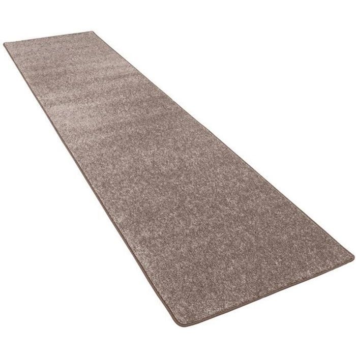 Alfombra larga para pasillo - SNAPSTYLE - Estilo rústico - Color topo - 80x200 cm - Pelo largo