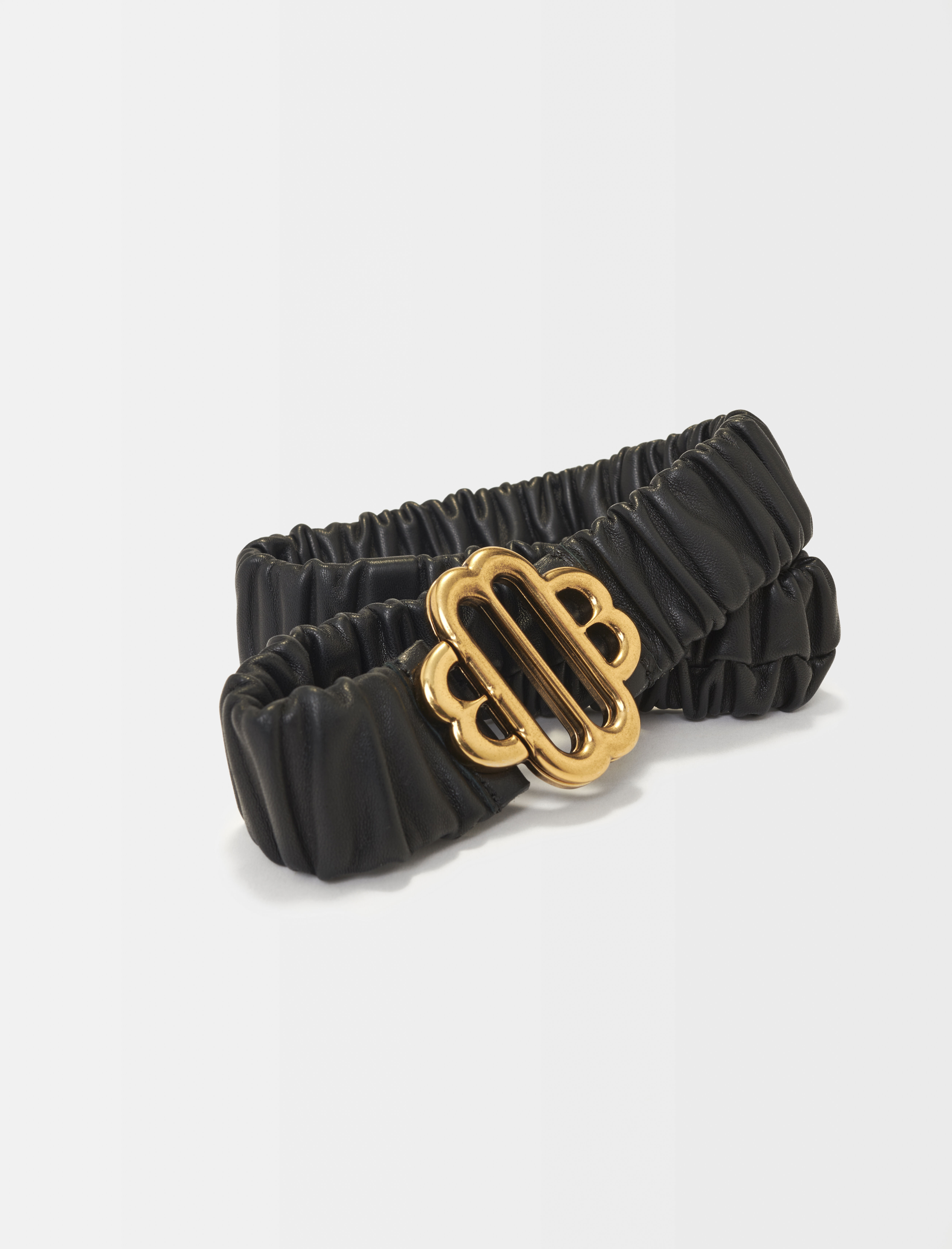 Curea din piele cu logo Clover - Negru