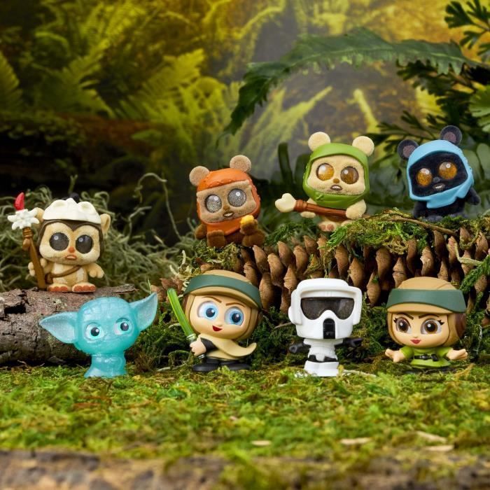 Set de colección de Ewoks de Doorables, Doorables Disney Star Wars, 8 figuras coleccionables exclusivas de 3,8 cm, para mayores de 5 años.