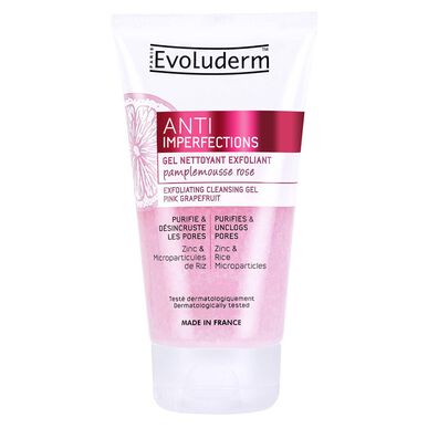 Gel nettoyant exfoliant purifiant anti-imperfections Evoluderm 150 ml