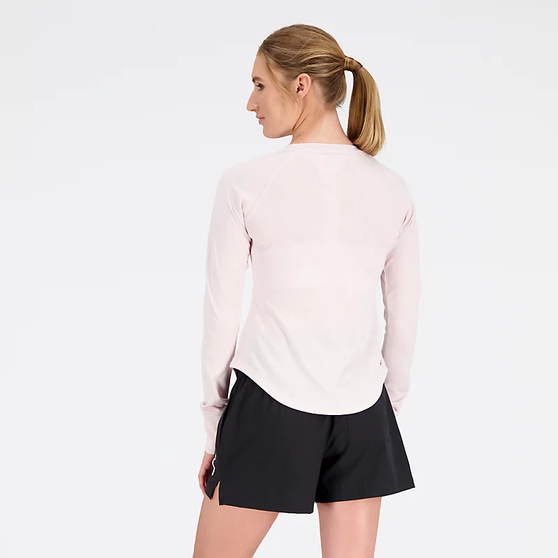 Camiseta feminina de manga comprida Q Speed Jacquard - ROSA PEDRA
