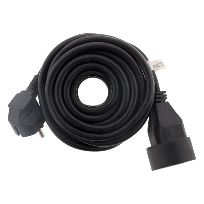 Juego de 5 extensiones 16A HO5VV-F 3G1.5mm² - Negras 3m - Zenitech