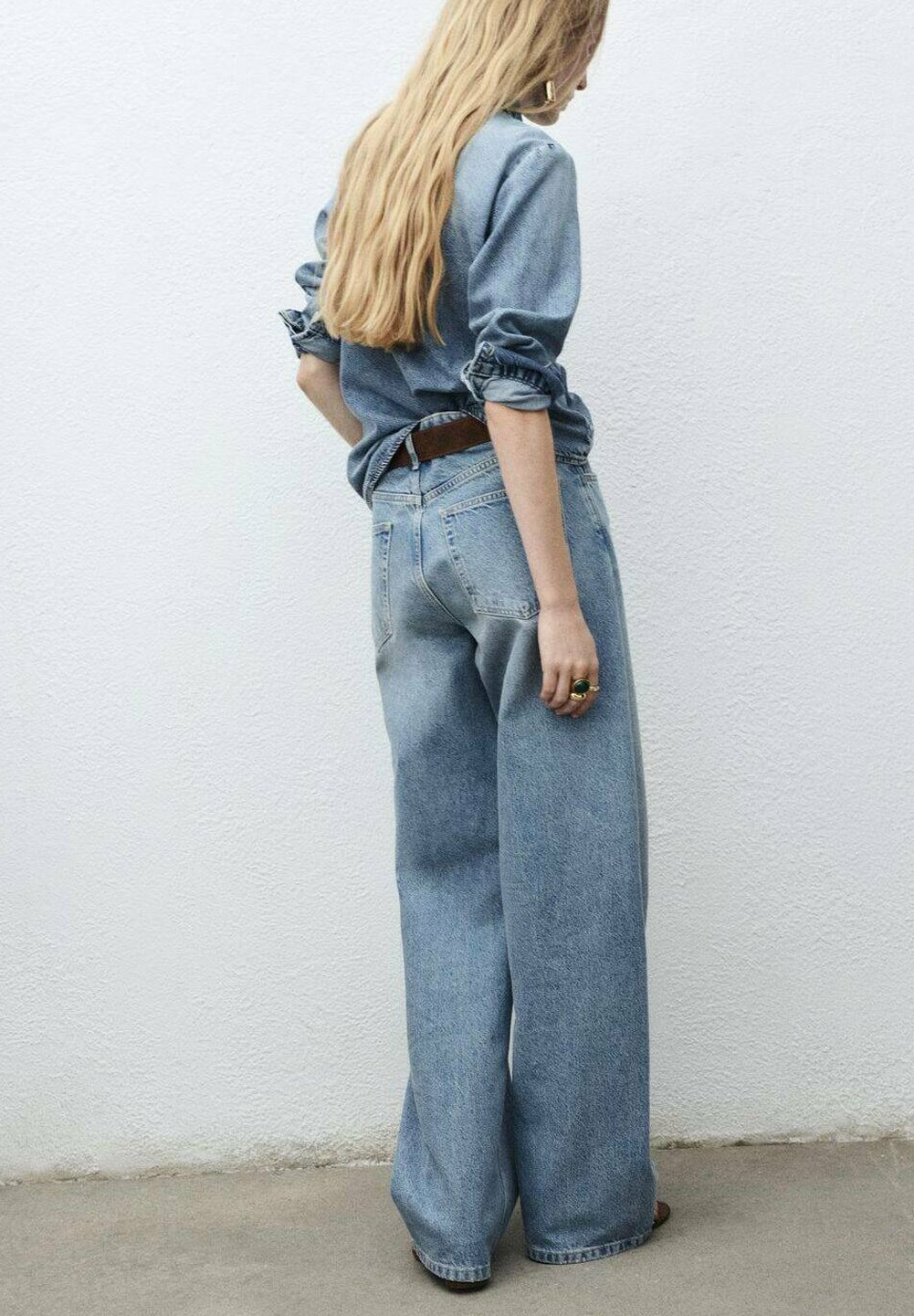 Mango Bluse mit Knopfleiste – blau