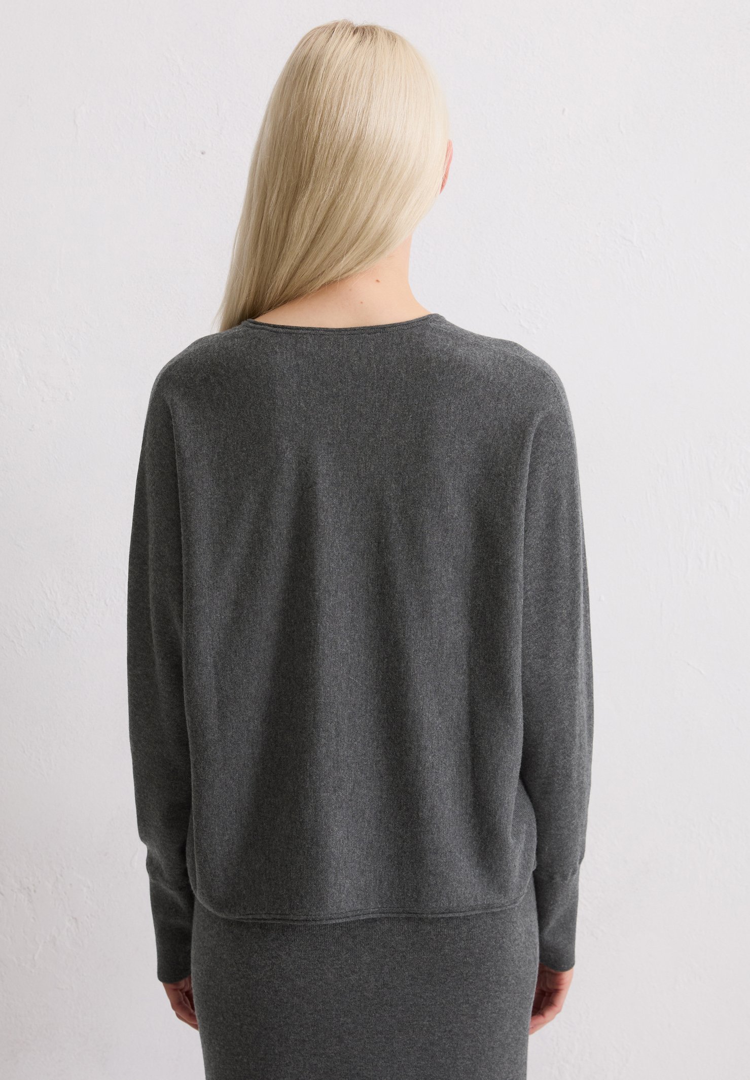 Pull Marc O'Polo à manches longues et col V - gris nuit chiné
