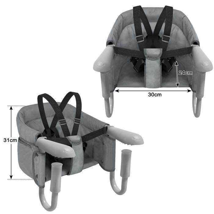 Siège de table bébé pliable XMTECH - Couleur beige/gris - Pour enfants de 6 à 36 mois