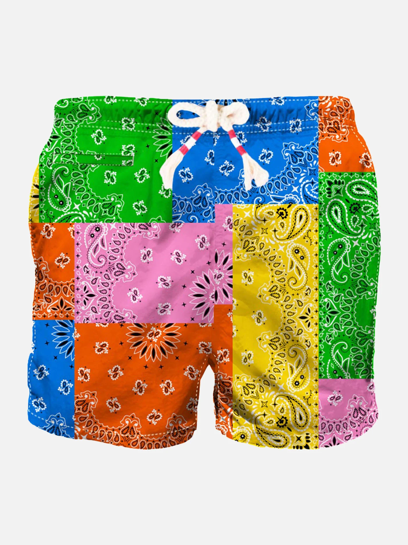 Traje de baño para hombre con estampado de bandana multicolor