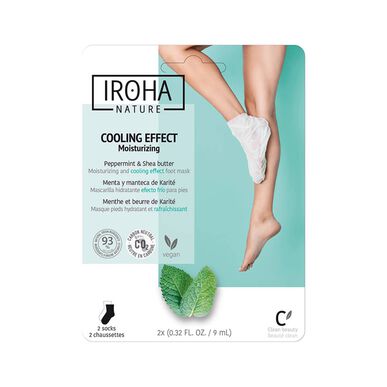 Iroha Nature Chladivá maska ​​na nohy, hydratačná maska ​​na nohy, bambucké maslo, 2 x 9 ml