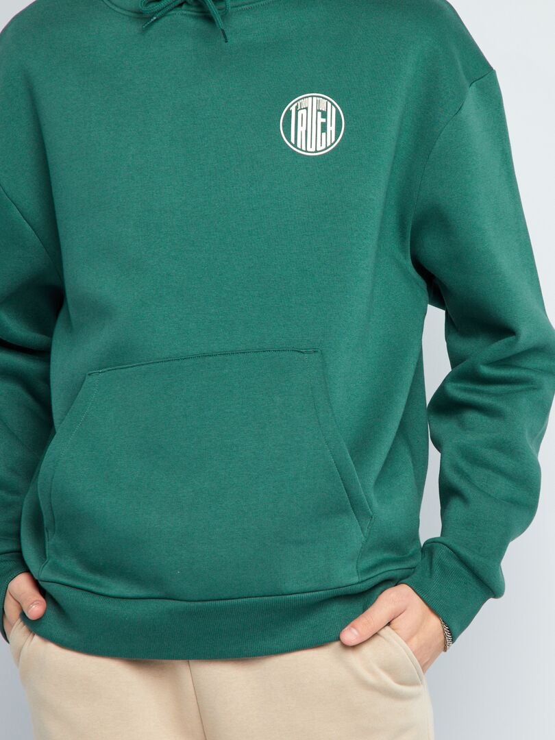 Moletom com Capuz Estampado - VERDE