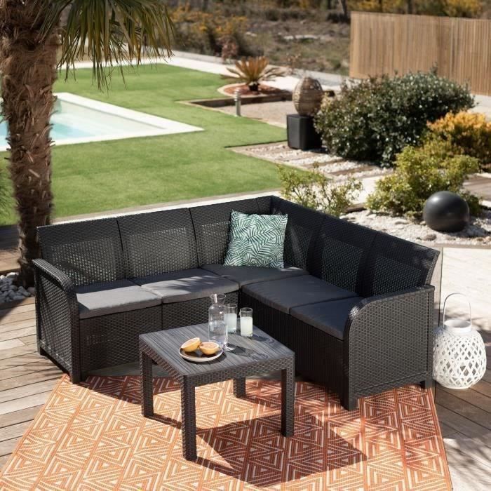Tuinset - hars met geweven rotanlook - Allibert van KETER - 5 personen - SanRemo - Grafietgrijs