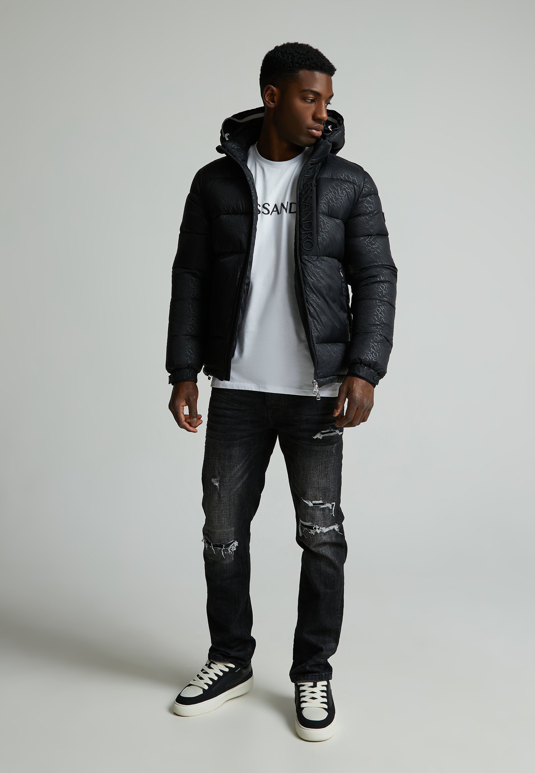 Alessandro Zavetti VITORNO 2.0 AOP PUFFER JACKET - Giacca invernale - jet black