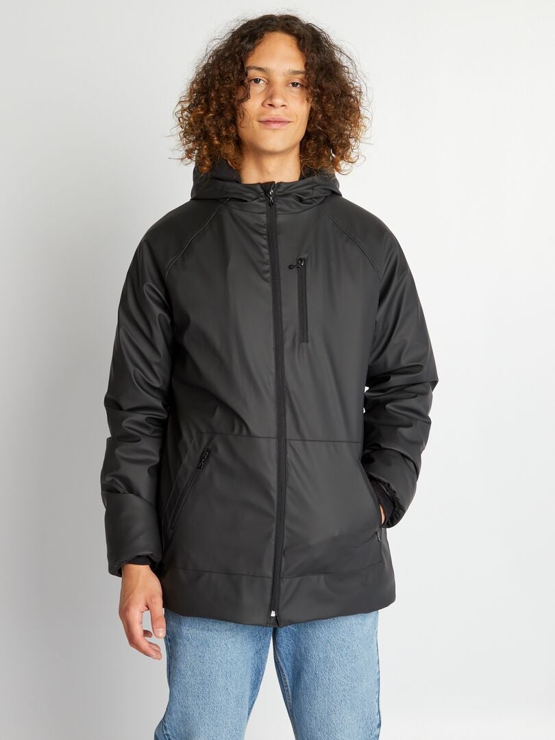 Waterdichte Sherpa parka met capuchon - Zwart
