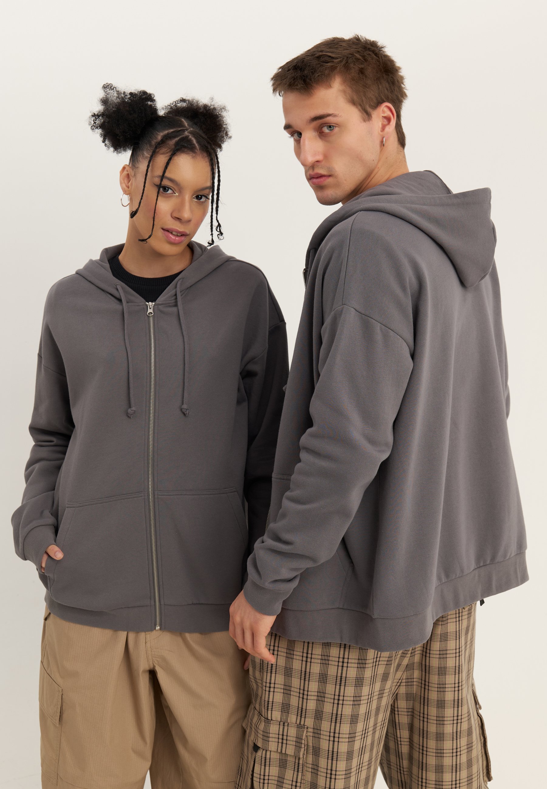 YOURTURN UNISEX - Bluza rozpinana - ciemnoszara
