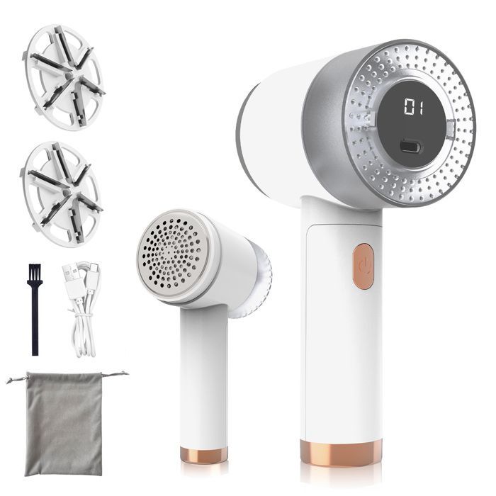 Afeitadora anti-acumulación, pantalla LED, 3 niveles de potencia ajustables, ideal para ropa, sofás, mantas y cortinas.