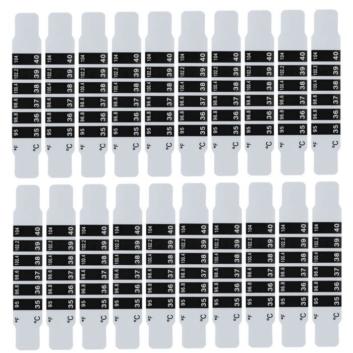 20pcs bande thermomètre frontal fièvre réutilisable, mesure température rapide précise, usage adulte bébé