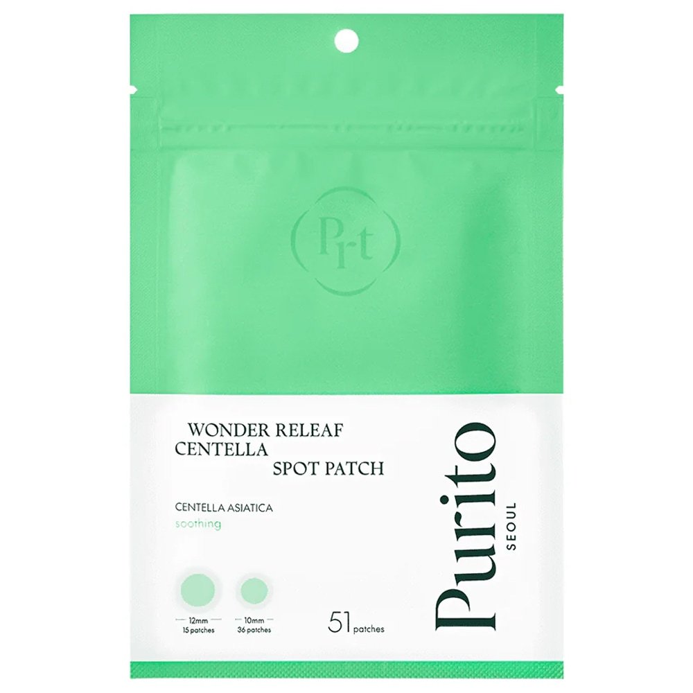 PURITO Anti-Blemish Care Wonder Release Centella Spot Plāksteri, 5 gab. iepakojumā – 51 gab.
