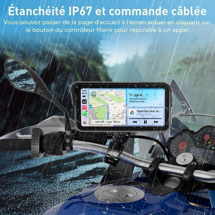 Autorradio Carpuride W603, pantalla para motocicleta de 6.3