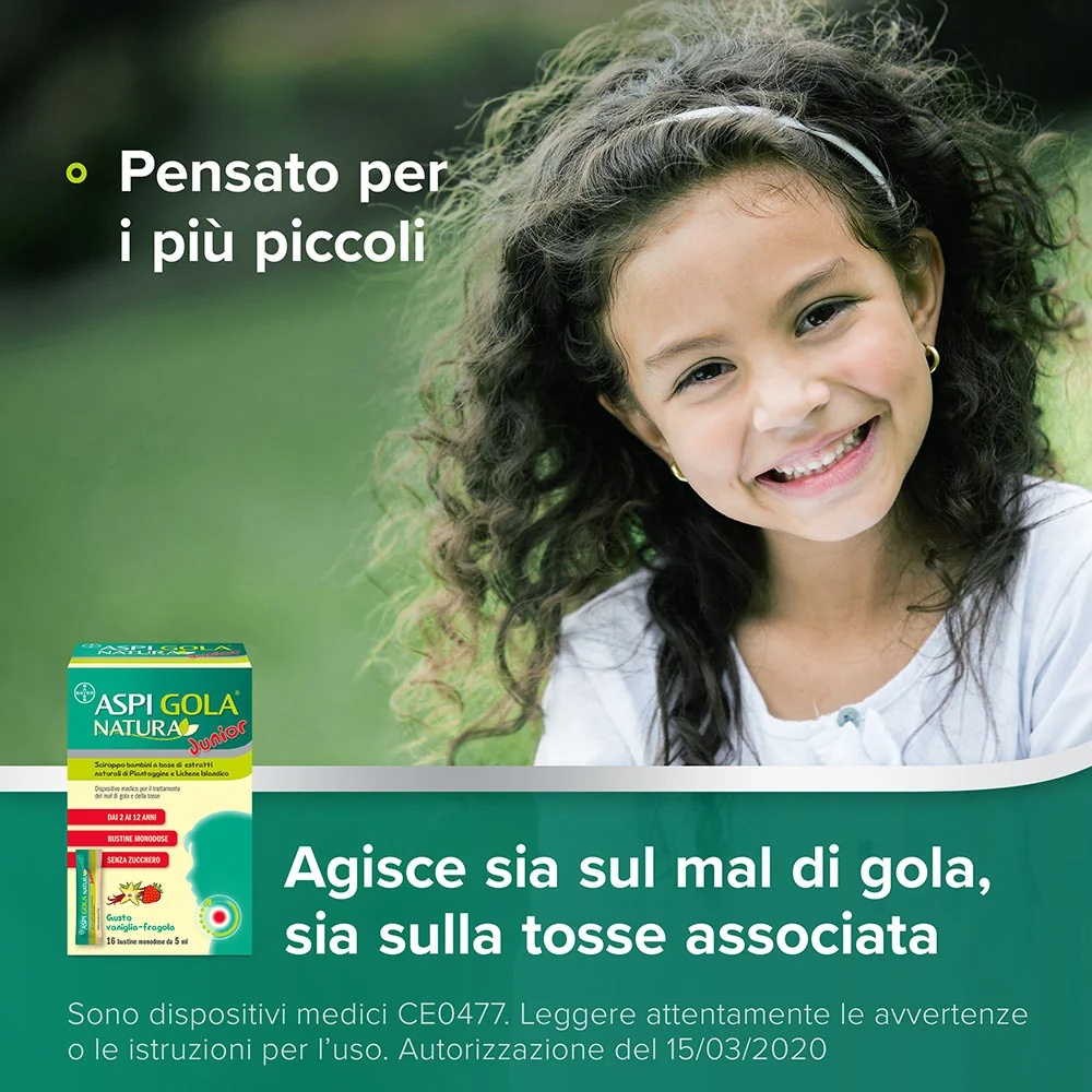 ASPIRINE Aspi Gola Natura Junior sirop 16 sachets Mal de gorge et toux