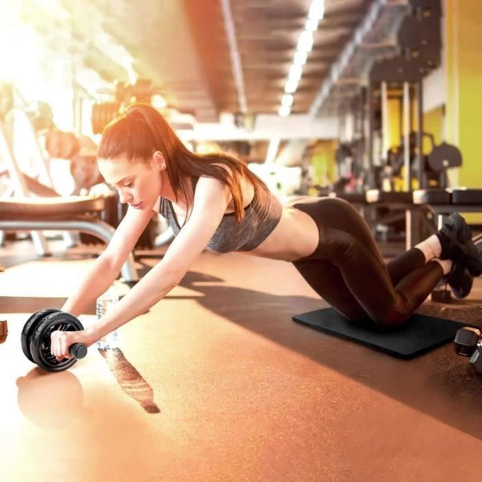 Roue Abdominale Musculation,Kit Appareil Abdos avec Tapis Épais,pour Fitness Materiel Sport,Roulette Abdominaux à Double Glissement
