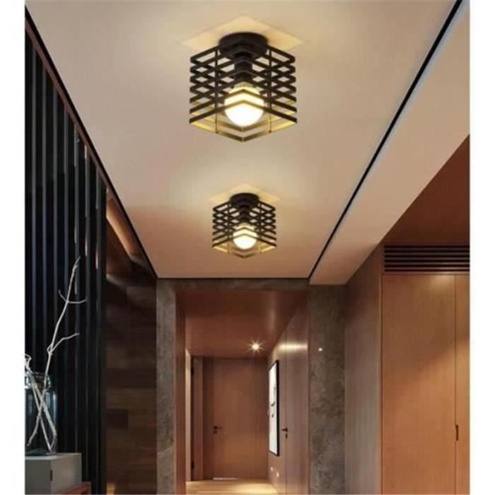 2er-Set industrielle Metallkäfig-Deckenleuchten im Retro-Stil, Pendelleuchte, Kronleuchter für Schlafzimmer, Flur, Treppenhaus, Eingangsbereich, Schwarz