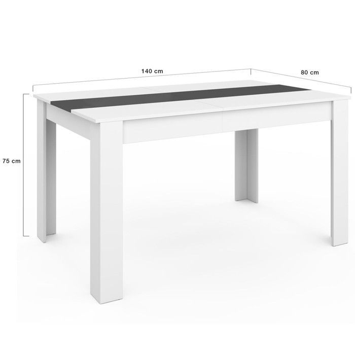 Mesa de comedor rectangular fija - IDMARKET - GEORGIA - Blanca y gris - 6 personas - 140 cm