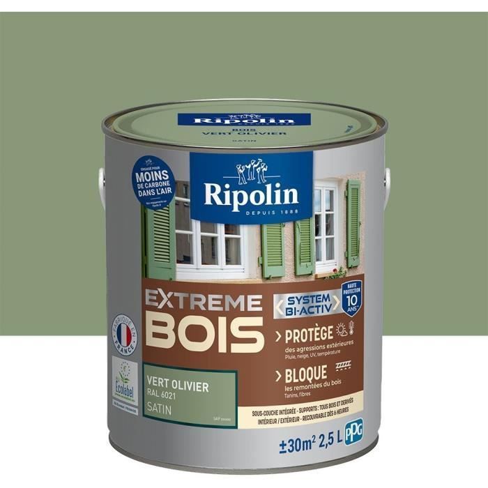 RIPOLIN Houtverf voor binnen en buiten - Olijfgroen RAL 6021 Satijn - 2,5 L