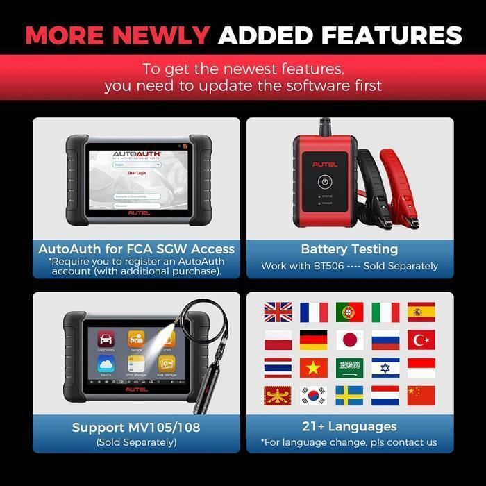 AUTEL MaxiCOM MK808S-TS Car Diagnostic Tool - 28+ System Diagnostics - TPMS & Sensor Programming - Bluetooth