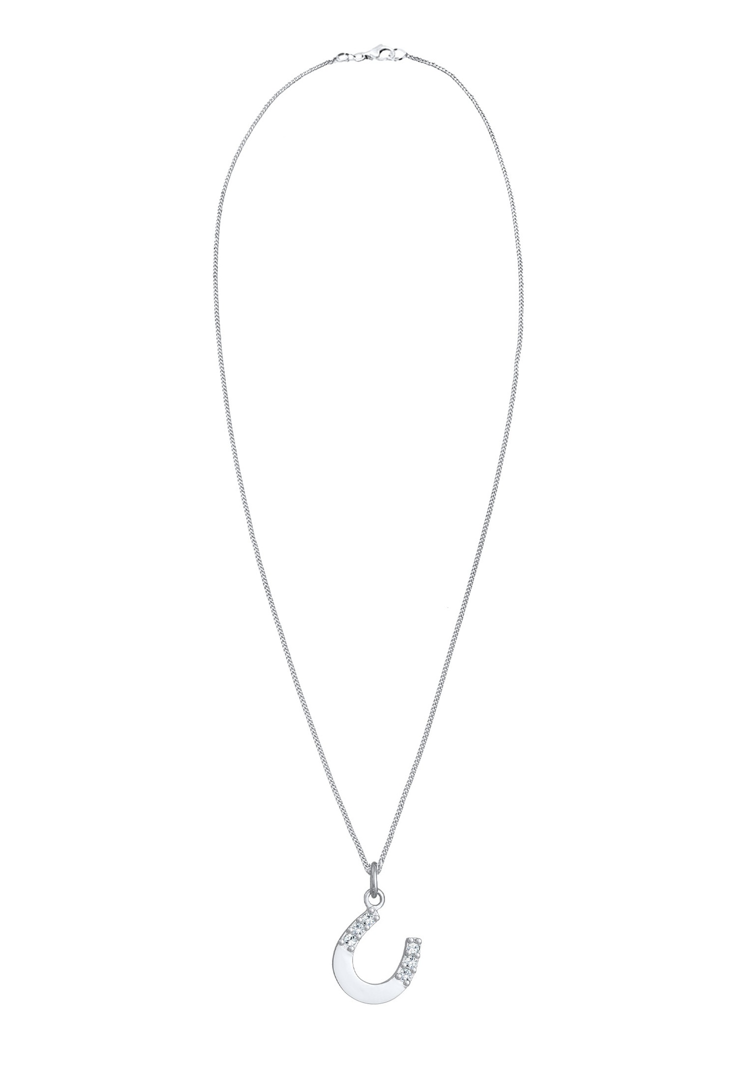Elli Femmes pendentif fer à cheval simple avec cristal en argent sterling 925