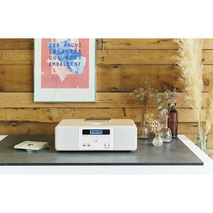 Sistema Hi-Fi Bluetooth compatto - THOMSON - Bianco/Induzione - Radio FM/CD/MP3/USB, 50W, Equalizzatore, Telecomando, Alimentatore 230V