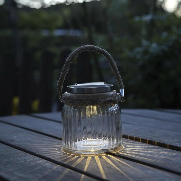 Transparent LED Outdoor Solar Lantern H11cm - GLASS JAR - Contemporary - Designer - Solar Powered