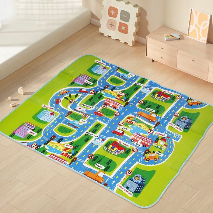Alfombra de juegos para bebés de PE Cotton - ERROLVES - Mapa de tráfico urbano - 160*130*30 CM