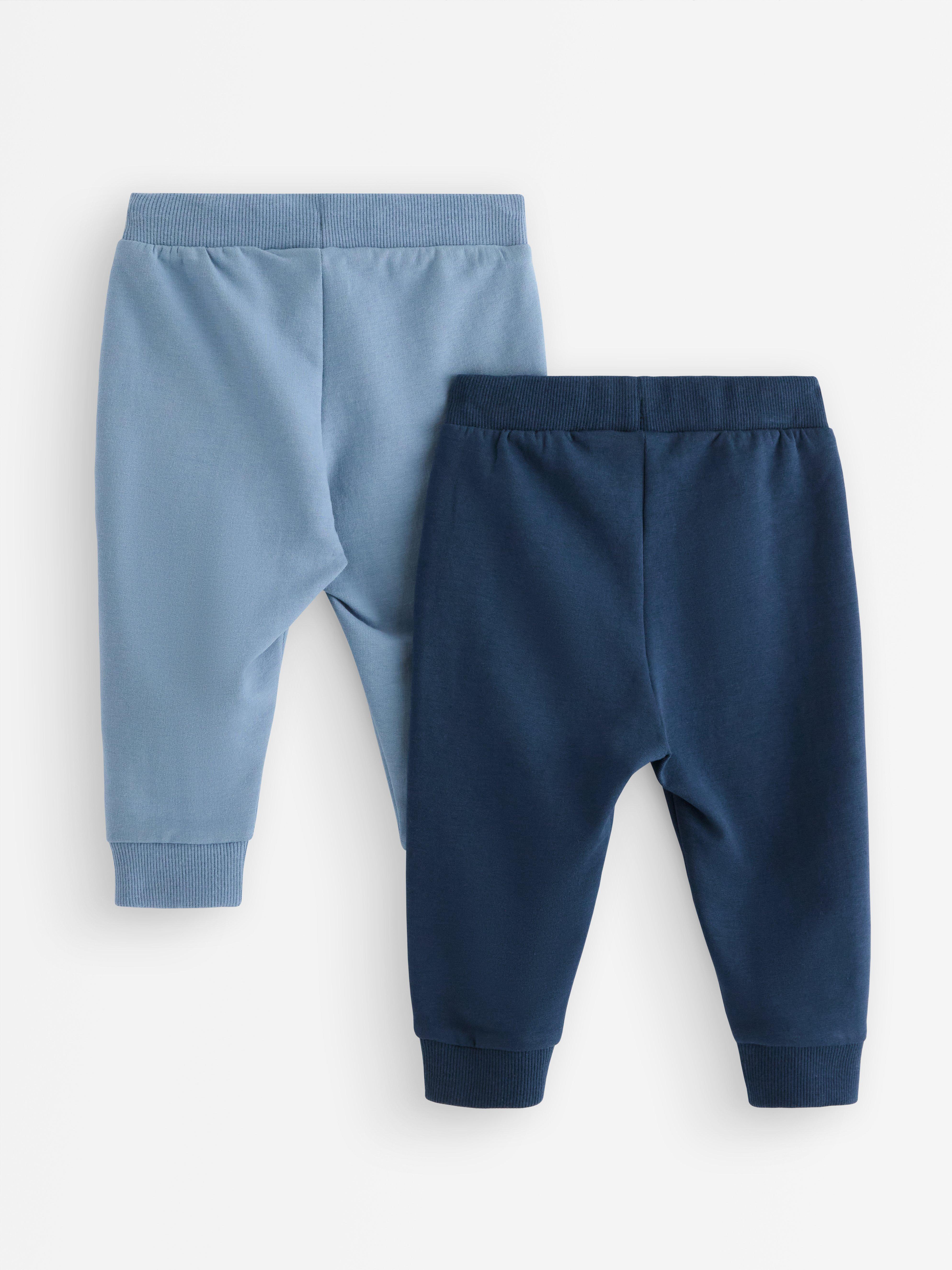 Conjunto de 2 calças de moletom com interior escovado, azul claro acinzentado.