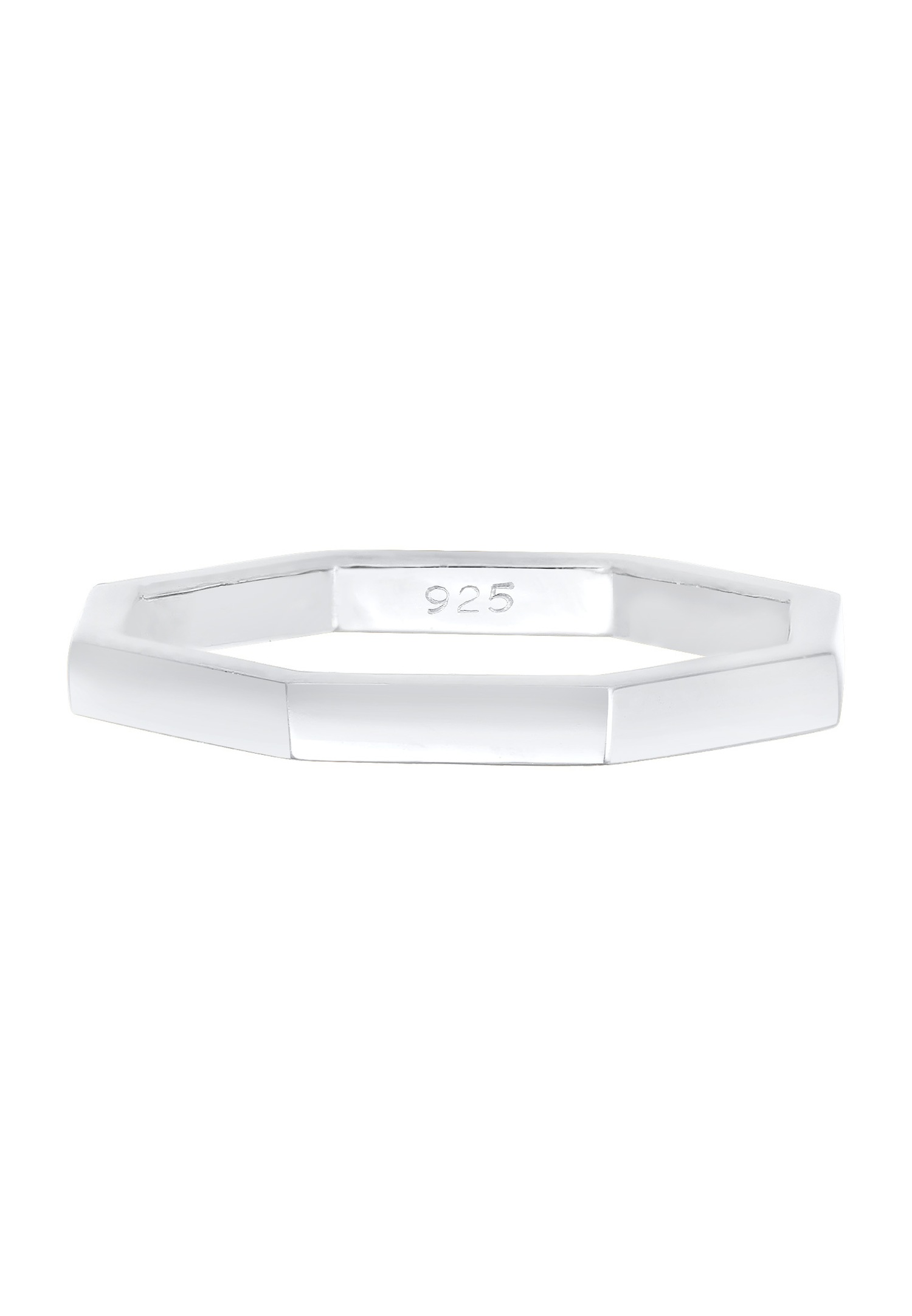Elli Femmes Petit Doigt Octogone Forme Géo Look en Argent Sterling 925