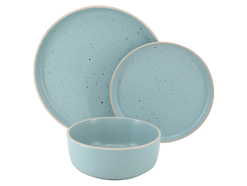 Komplet obiadowy 18 el. ceramiczny Hygge turkusowy