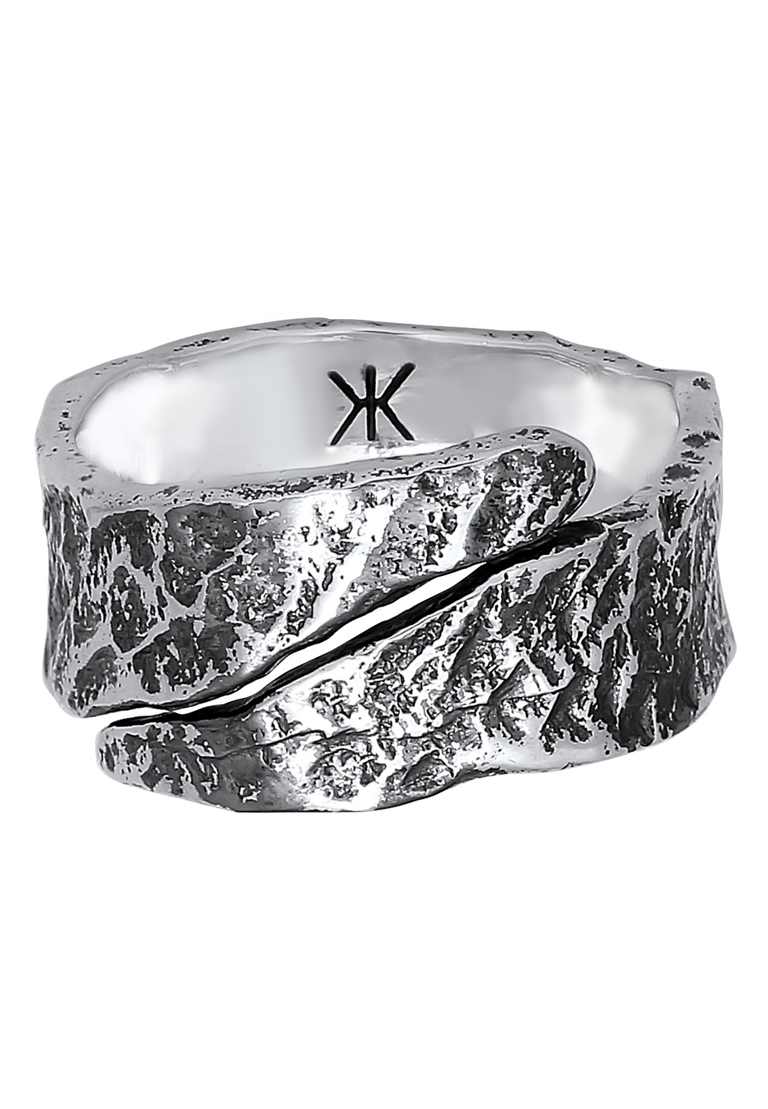 KUZZOI Bague pour homme Structure usagée d'aspect oxydé en argent sterling 925