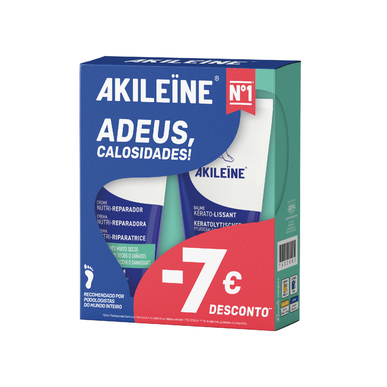 Akileine Pack Nutri-Repairing Kerato Smoothing Cream gavesett for svært tørre føtter, nærende og reparerende, 1 enhet.