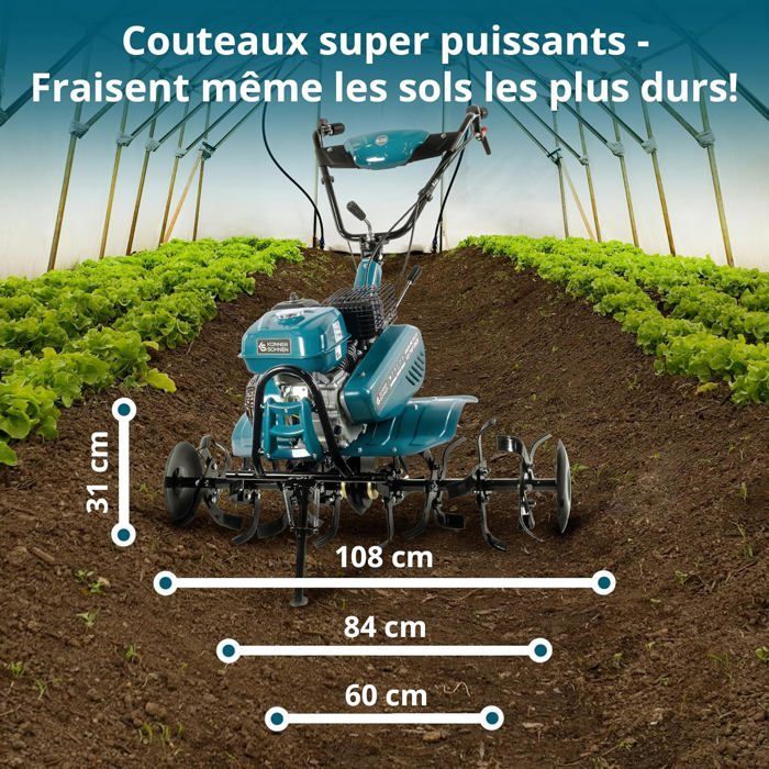 Motoculteur - Könner & Söhnen - KS 7HP-950S - 7 CV - Largeur de traitement 108 cm - Soc réglable