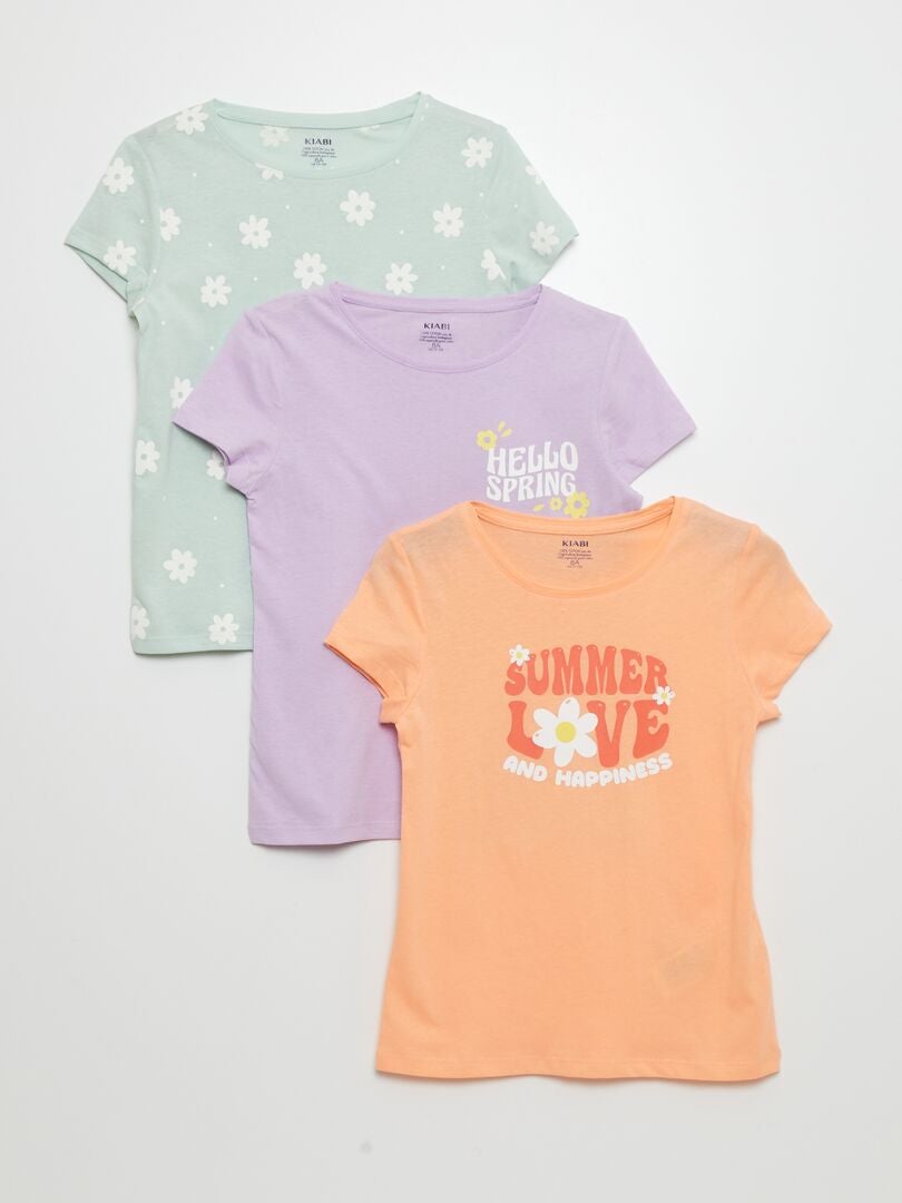 Set van 3 bedrukte T-shirts - ORANJE