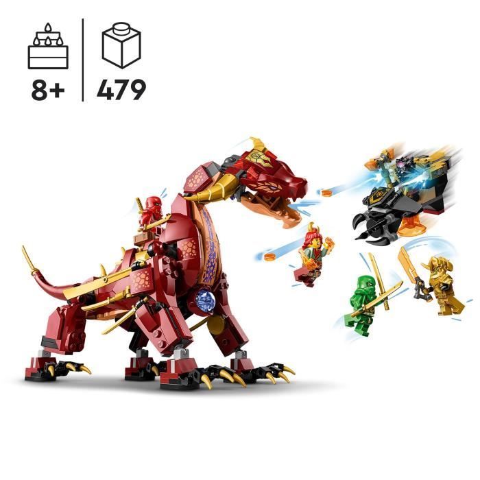 LEGO® NINJAGO 71793 Drago di Lava Trasformabile Heatwave, Giocattolo Drago con Minifigure