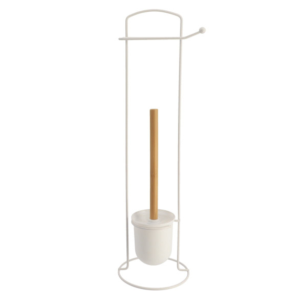 Stojak na papier szczotka toaletowy WC 2w1 biała nowoczesna 58,5 cm
