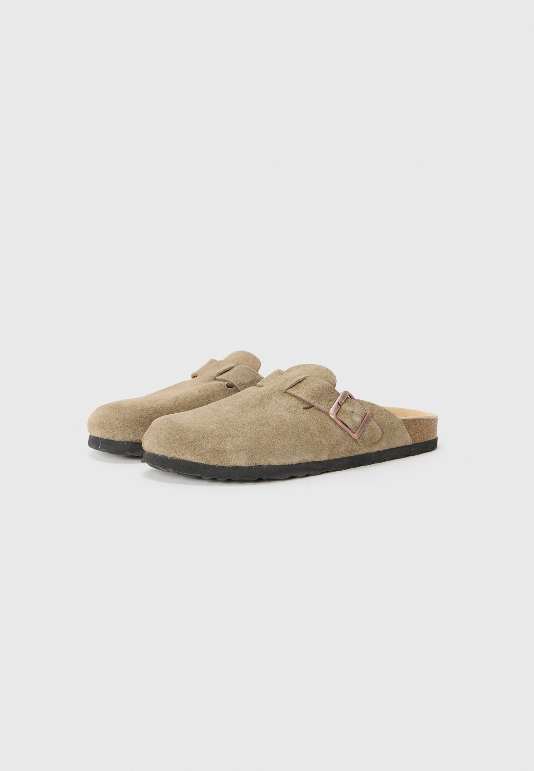 Pier One leren unisex slippers - kaki