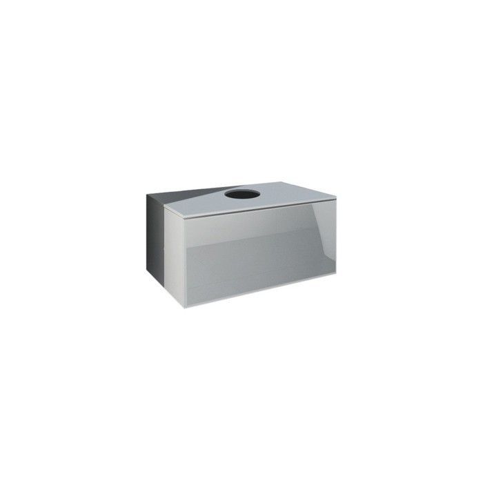 Ensemble meubles de salle de bain blanc collection OWL. Colonne, meuble sous vasque, miroir, siphon et leds